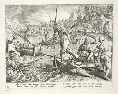 Pesca con reti e tridenti nella baia di Napoli, tavola 89, illustrazione da 